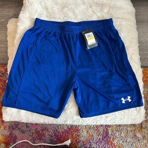 2 Under Armour Blue and Red Athletic Shorts Set